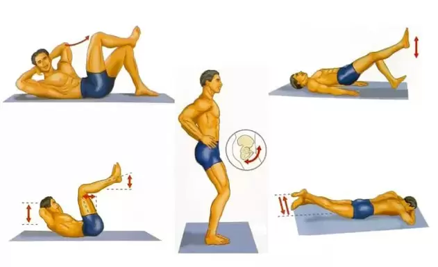 Eine Reihe von Körperübungen zur Steigerung der Kraft bei Männern. 